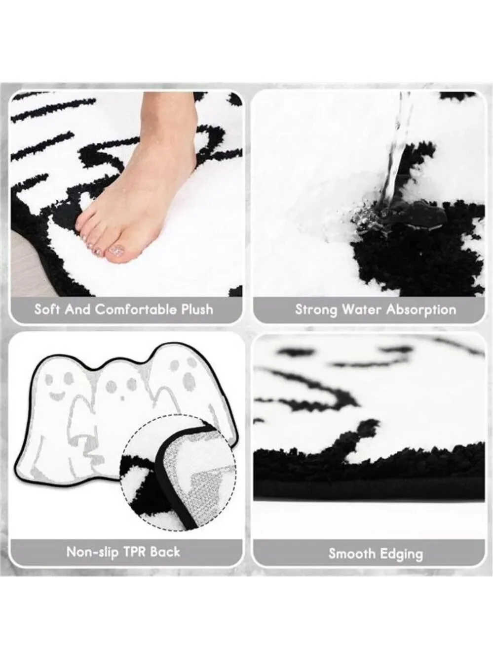 Halloween Ghost Bathroom Rug Non Slip Bath Mat Soft Absorbent Spooky Floor Carpe